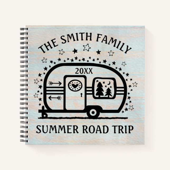 Carnet Camping Rustique Personnalisé Camper Trailer Rv Li (Devant)
