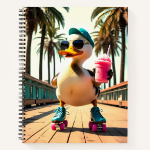 Carnet Canard à roulettes drôle d'été rétro 
