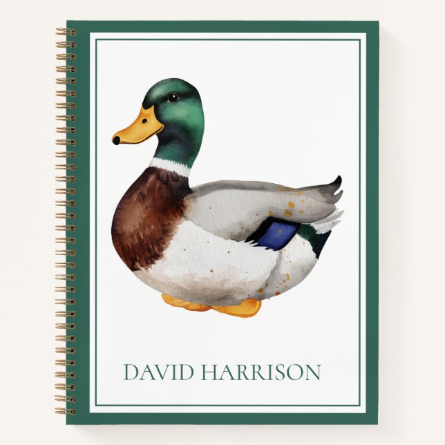 Carnet Canard colvert chic personnalisé (Devant)
