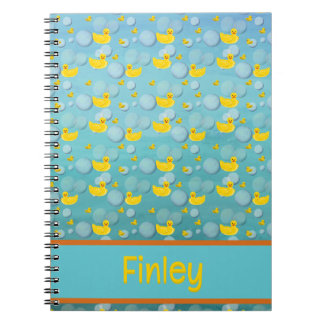 Carnet Canards en caoutchouc et motif bulles