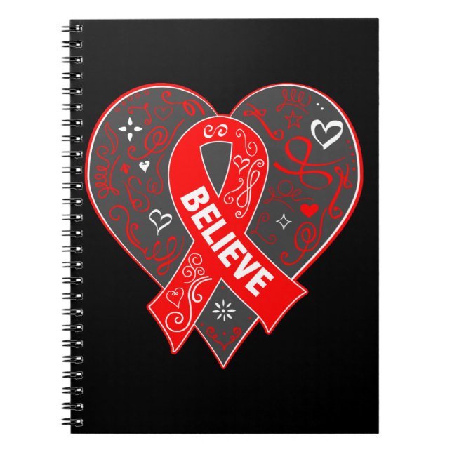 Carnet Cancer du sang Croyez le Ruban Coeur (Devant)