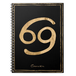 Carnet Cancer le crabe martelé or stylisé astrologie