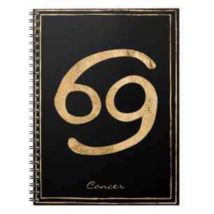 Carnet Cancer le crabe martelé or stylisé astrologie