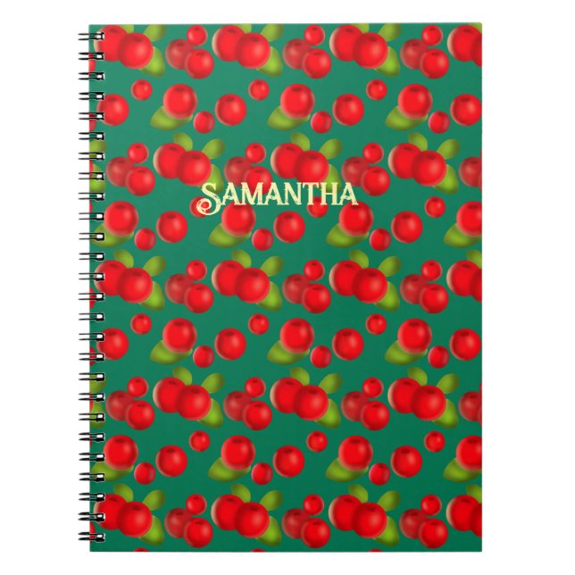Carnet Canneberge Avec Feuilles (Devant)