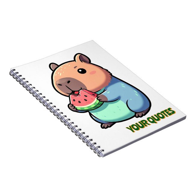 Carnet Capybara Mignon Mangeant de la Pastèque (Côté Droit)