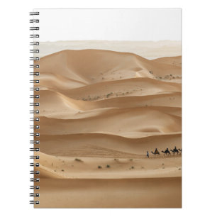 Carnet Caravane en chameau, coucher du soleil du Sahara,