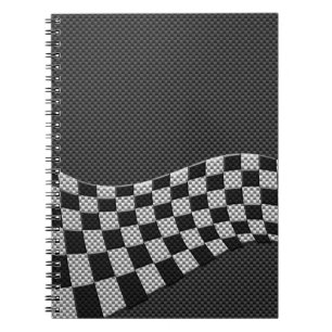 Carnet Carbone Fiber Style Racing Drapeau Checkers Vague 