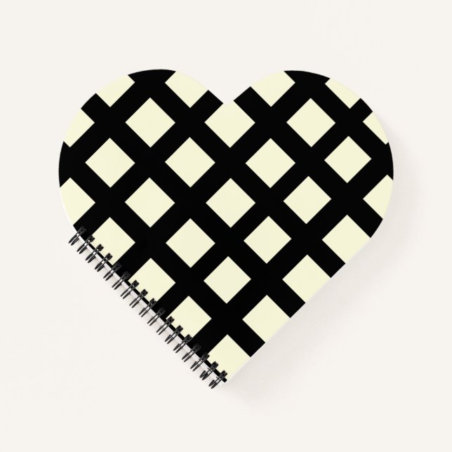 Carnet cardiaque en treillis (crème et noir) (Devant)