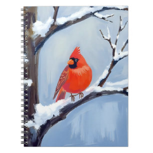 Carnet Cardinal rouge Peinture à l'aquarelle des vacanc