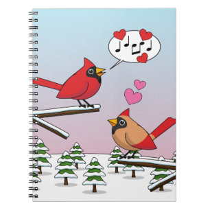 Carnet Cardinaux du Nord Rouge mignonne Amour Paysage hiv