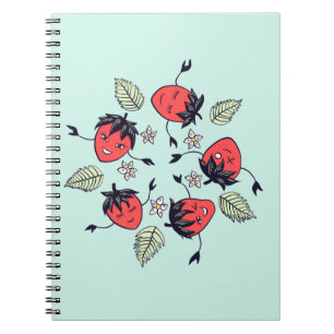Carnet Caricature amusante de caractères fraises souriant