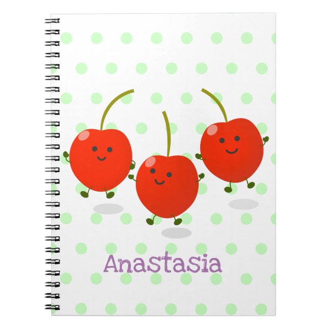 Carnet Caricature de cerises rouges à sauter mûr (Devant)