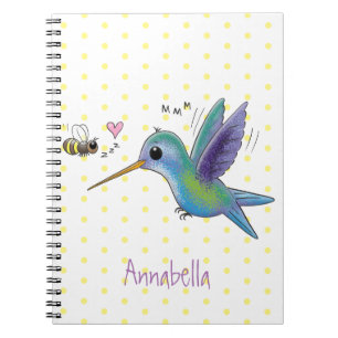 Carnet Caricature de colibri d'abeille mignonne