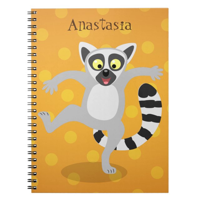 Carnet Caricature de danse lémurienne en anneau mignon (Devant)