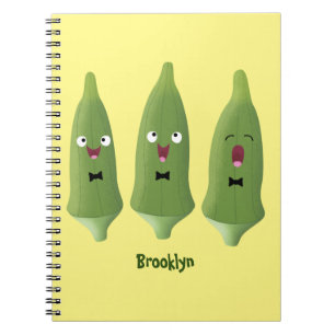 Carnet Caricature de légumes de l'okra chantante mignonne
