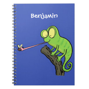 Carnet Caricature de lézard de caméléon vert joyeux