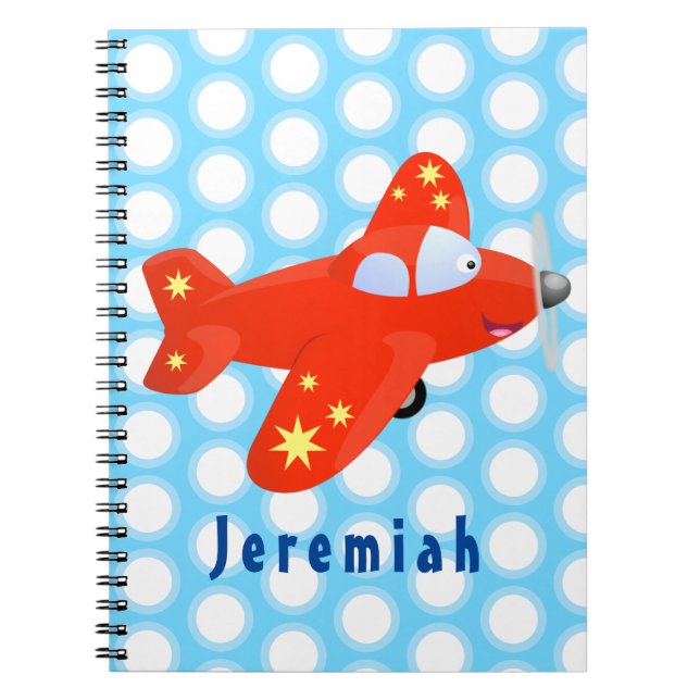 Carnet Caricature de vol d'avion rouge mignon (Devant)