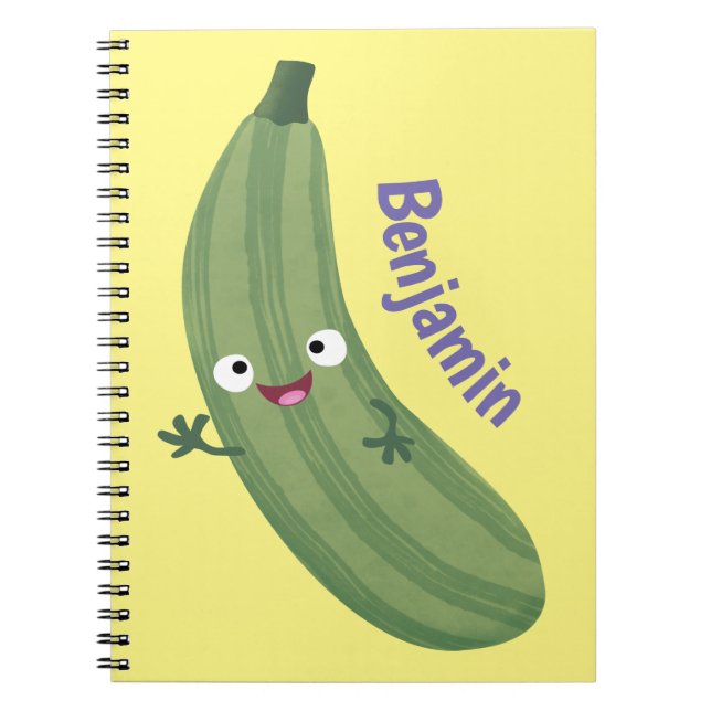 Carnet Caricature joyeux de courgettes mignonnes (Devant)