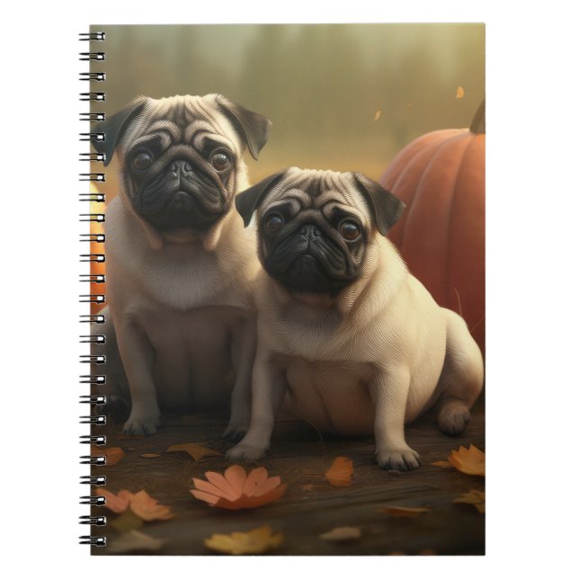 Carnet Carlin Chiot Automne Citrouille de plaisir (Devant)
