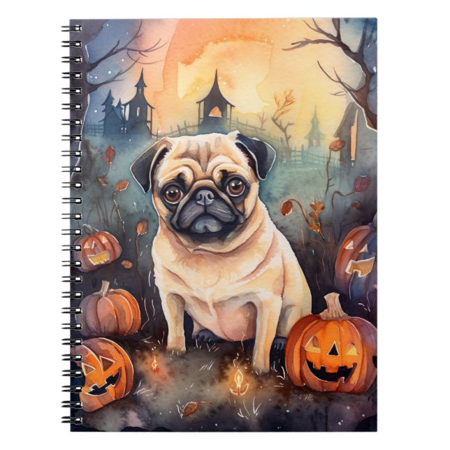 Carnet Carlin d'Halloween avec la peur Citrouille (Devant)