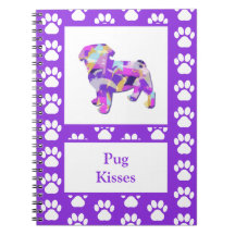 Carlin mignon Chien Silhouette Paw Purple PY&B