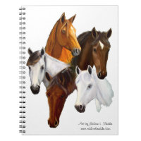 Carnet, cinq têtes de cheval, arrière - plan de