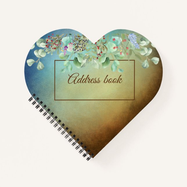 Carnet Carnet d'adresses Brown et Blue Ombre Heart (Devant)
