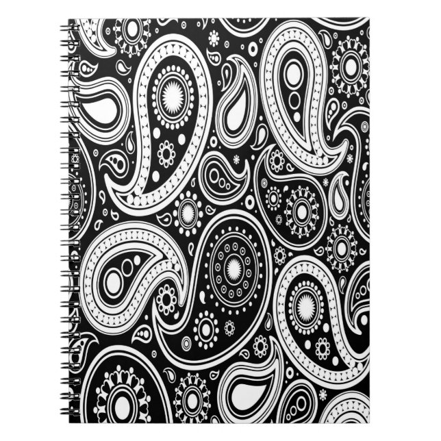 Carnet Carnet/Journal en noir et blanc Paisley (Devant)