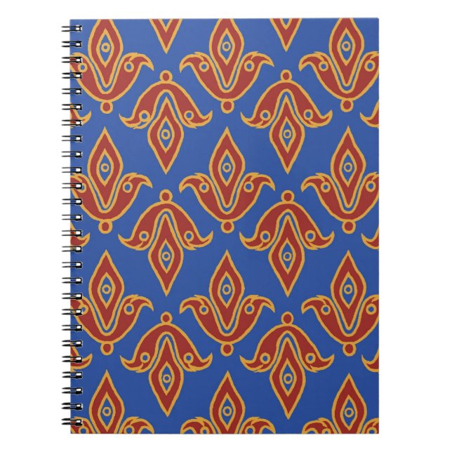 Carnet Carnet, Rouge, Bleu, Or Fleur de Lys Motif (Devant)