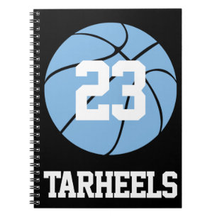 Carnet Carolina Blue Basketball Nom et numéro de l'élève