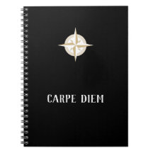 Carpe Diem sur Black avec Gold White Compass