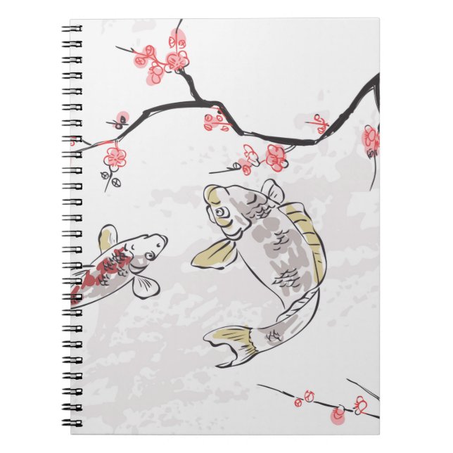 Carnet carpe koi poisson nature paysage vue croquis illus (Devant)