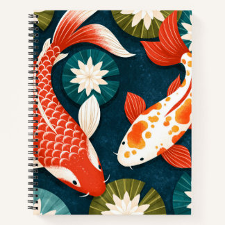 Carnet Carpes Koi Japonaises Jardin Zen Fleurs de Lotus