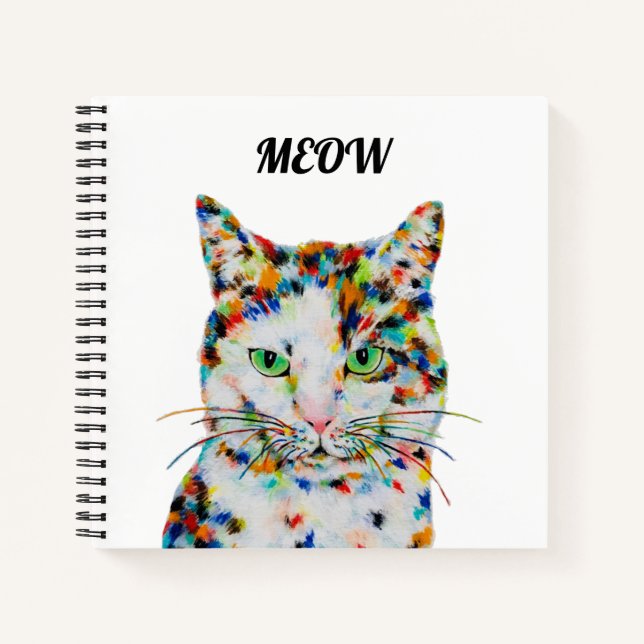 Carnet Carré de chats colorés (Devant)