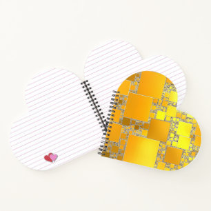 Carnet carré jaune et orange en forme de coeur