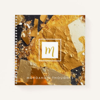 Carnet Carré Monogramme de luxe Plaques d'or