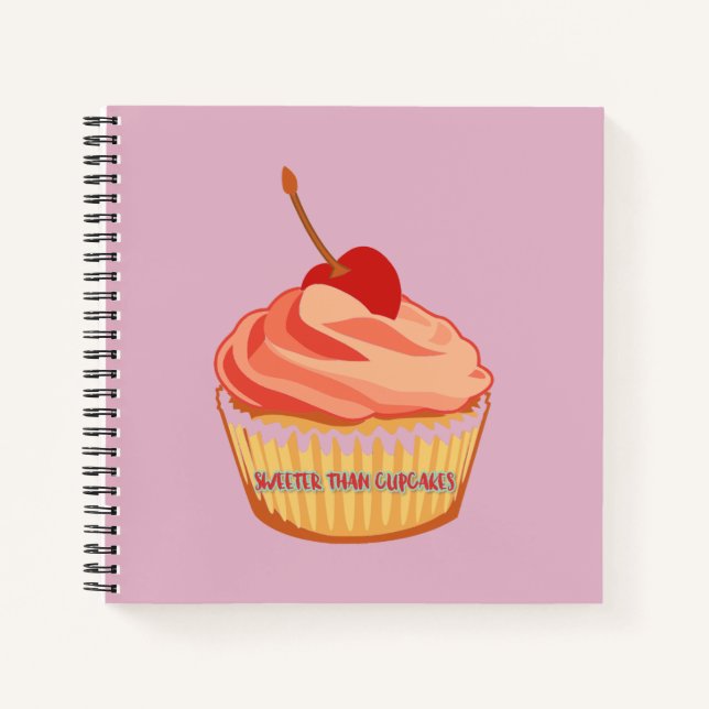 Carnet Carré rose doux plus doux que les cupcakes (Devant)