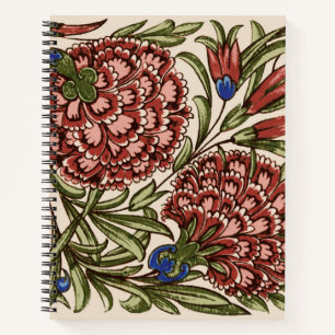 Carnet Carreau de fleur d'œillet Art antique rustique De 