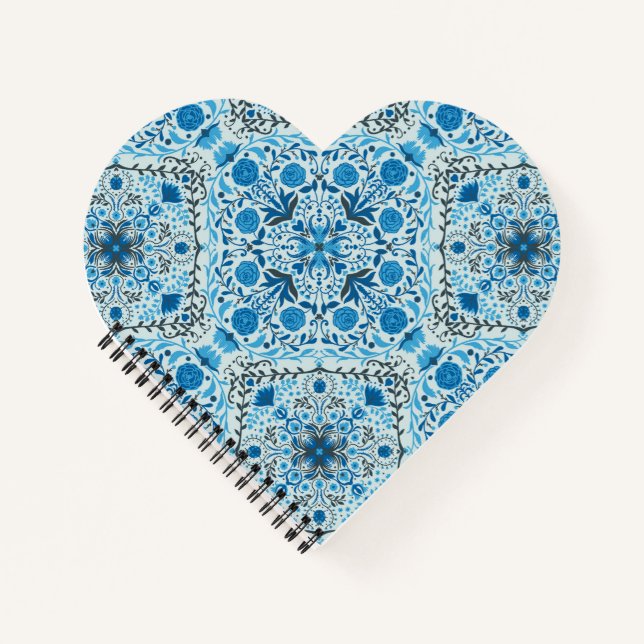 Carnet Carreaux à fleurs bleus (Devant)