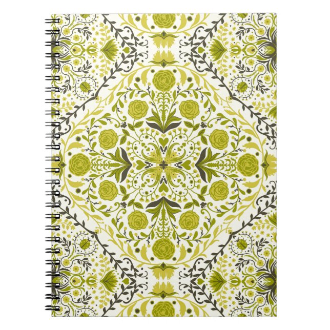 Carnet Carreaux de fleurs en vert (Devant)