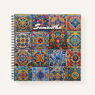 Carnet Carreaux de Talavera mexicains rouges jaunes éléga
