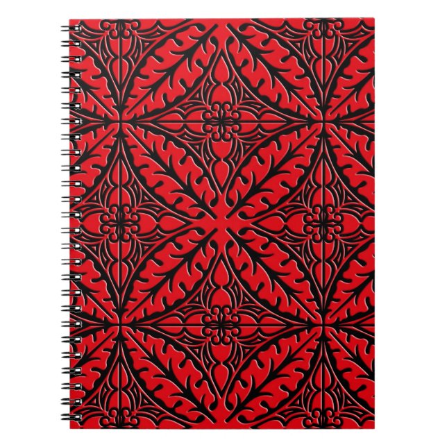 Carnet Carreaux marocains - rouge foncé et noir (Devant)