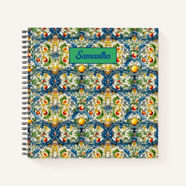 Carnet Carrelage bleu d'agrumes méditerranéen sicilien (Devant)