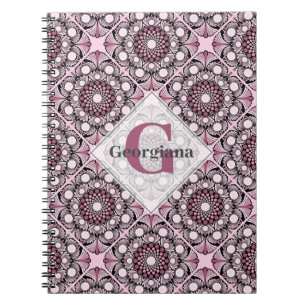 Carnet Carrelage monogramme Rose de cerise en fleurs Mand
