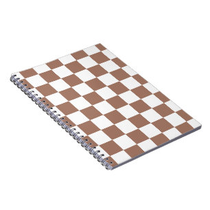 Carnet Carrés à damier marron moka blanc géométrique rétr
