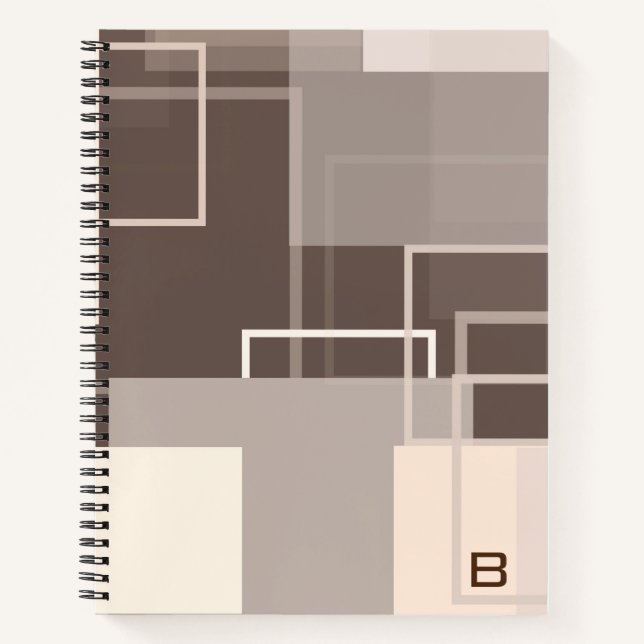 Carnet Carrés géométriques - Crème au chocolat (Devant)