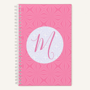 Carnet Carrés ondulés rose doux Initiale personnalisée