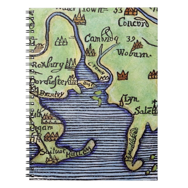 CARNET CARTE 1677 DE LA NOUVELLE ANGLETERRE (Devant)