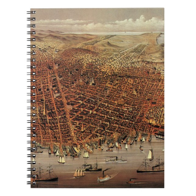 Carnet Carte aérienne antique de San Francisco, Californi (Devant)