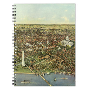 Carnet Carte antique avec vue panoramique sur Washington 